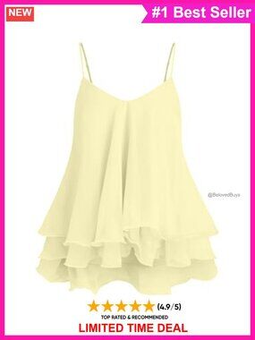 Chiffon Babydoll Peplum Cami Tank Top Ruffle Sleeveless V-Neck
